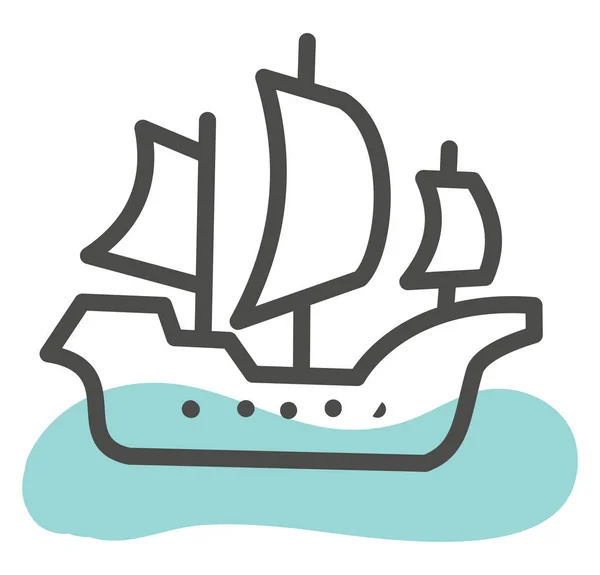 Vecchia Barca Vela Illustrazione Vettore Sfondo Bianco — Vettoriale Stock