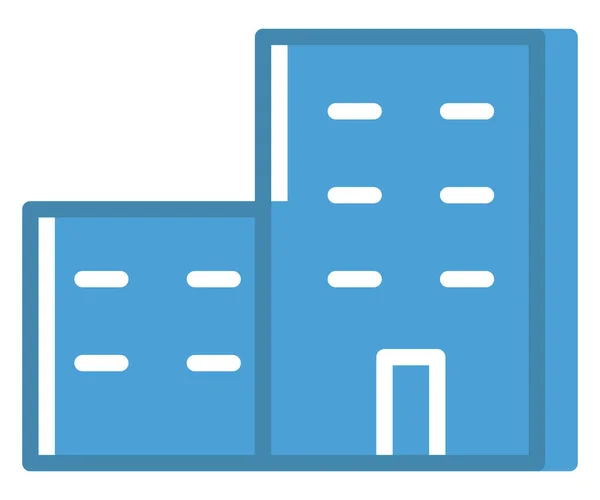 Twee Blauwe Gebouwen Illustratie Vector Een Witte Achtergrond — Stockvector