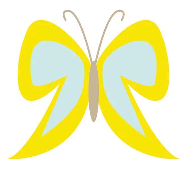Mariposa Amarilla Azul Ilustración Vector Sobre Fondo Blanco — Vector de stock