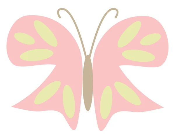 Розовая Бабочка Желтыми Кругами Иллюстрация Вектор Белом Фоне — стоковый вектор