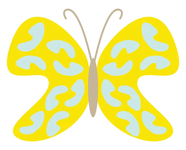 Mariposa Amarilla Con Rayas Azules Ilustración Vector Sobre Fondo Blanco — Vector de stock
