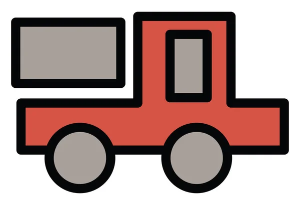 Camión Rojo Medio Ilustración Vector Sobre Fondo Blanco — Vector de stock