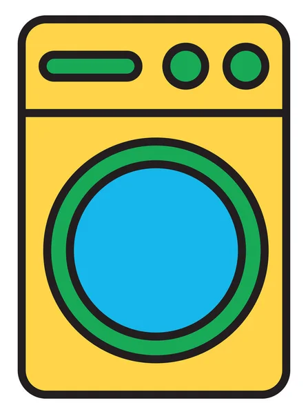 Máquina Lavar Roupa Amarela Ilustração Vetor Sobre Fundo Branco —  Vetores de Stock