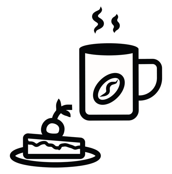 Kaffee Mit Kuchenstück Illustration Vektor Auf Weißem Hintergrund — Stockvektor