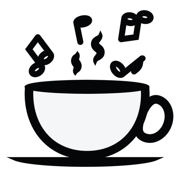 Kaffee Mit Musik Illustration Vektor Auf Weißem Hintergrund — Stockvektor