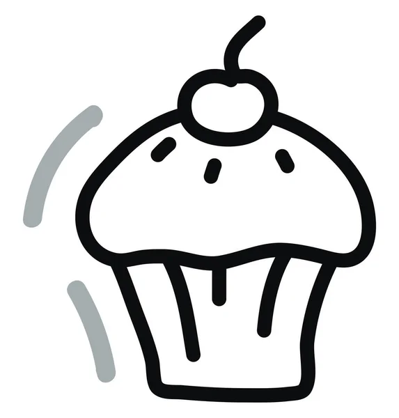Muffin Avec Cerise Sur Dessus Illustration Vecteur Sur Fond Blanc — Image vectorielle