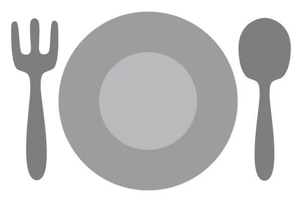 空盘子 勺子和叉子 白色背景 — 图库矢量图片