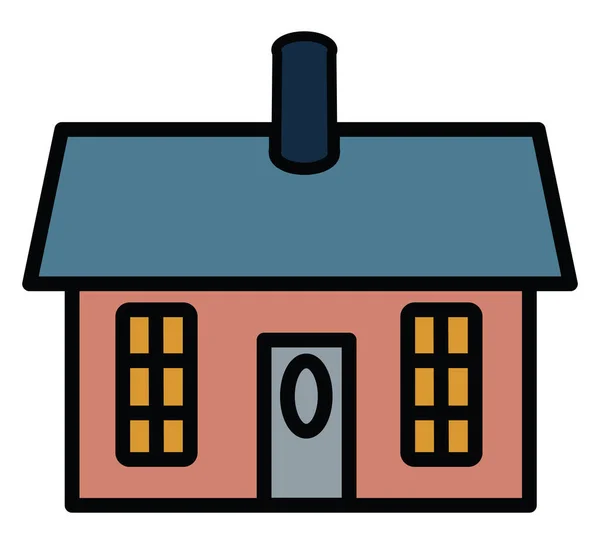 Huis Met Schoorsteen Bovenop Illustratie Vector Een Witte Achtergrond — Stockvector