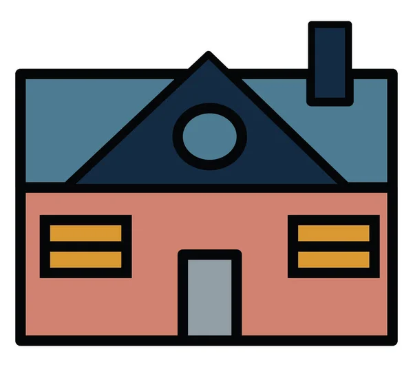 Dům Modrou Střechou Ilustrace Vektor Bílém Pozadí — Stockový vektor