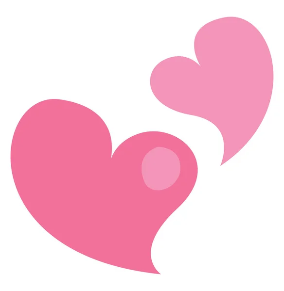 Δύο Ροζ Καρδιές Εικονογράφηση Διάνυσμα Λευκό Φόντο — Διανυσματικό Αρχείο