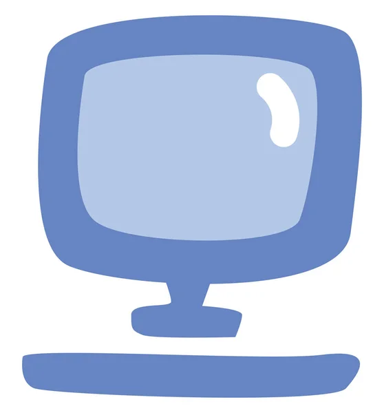 Blauwe Kantoorcomputer Illustratie Vector Een Witte Achtergrond — Stockvector