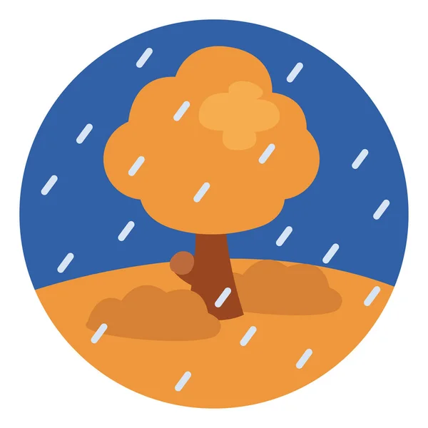 Lluvia Cayendo Sobre Árbol Ilustración Vector Sobre Fondo Blanco — Archivo Imágenes Vectoriales