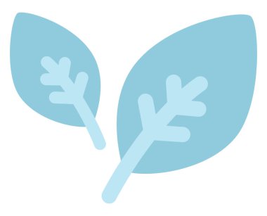 Beyaz arkaplanda iki yeşil yaprak, illüstrasyon, vektör..