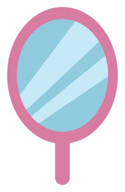 Beyaz arka planda pembe el aynası, illüstrasyon, vektör..