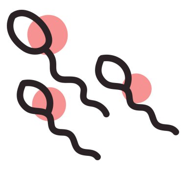 Beyaz arka planda pembe sperm, illüstrasyon, vektör..