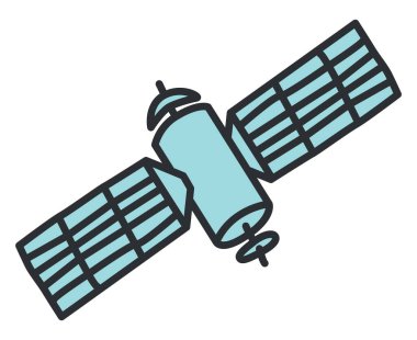 Beyaz arkaplanda uzay uydusu, illüstrasyon, vektör.