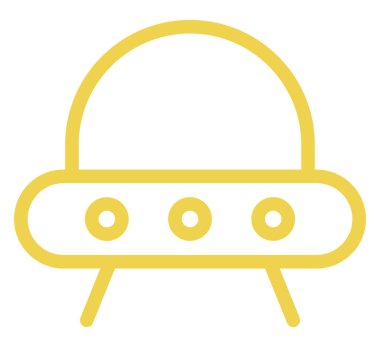 Sarı uzay gemisi, illüstrasyon, vektör, beyaz zemin üzerinde.