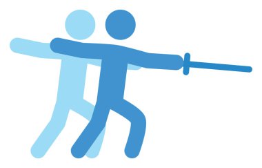 Beyaz arka planda kılıç, illüstrasyon, vektör kullanan bir adam..