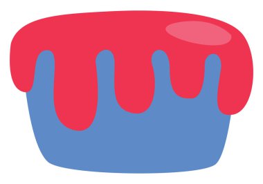 Kırmızı tatlı pasta, illüstrasyon, vektör, beyaz arka plan.