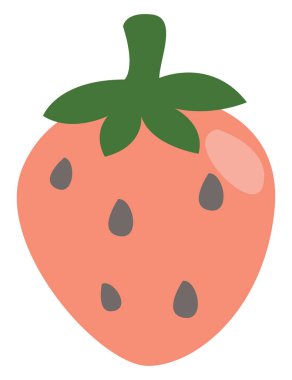 Beyaz arkaplanda kırmızı çilek, illüstrasyon, vektör.