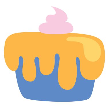 Sarı tatlı kek, illüstrasyon, vektör, beyaz arka planda..