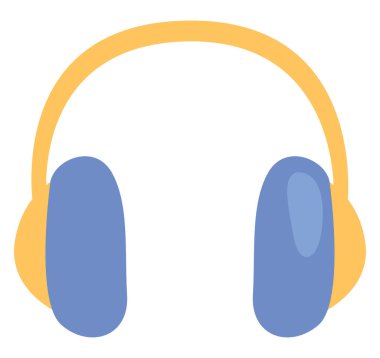 Sarı kulaklık, illüstrasyon, vektör, beyaz arkaplan.