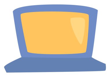 Mavi dizüstü bilgisayar, illüstrasyon, vektör, beyaz arkaplan.