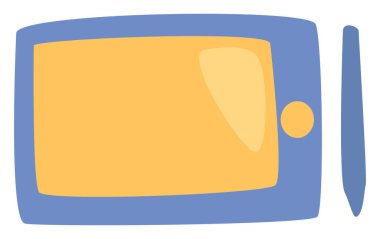 Mavi tablet, illüstrasyon, vektör, beyaz arkaplan.