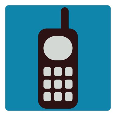 Beyaz arka planda eski bir cep telefonu, illüstrasyon, vektör.