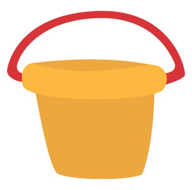 Beyaz arka planda sarı oyuncak kovası, illüstrasyon, vektör..