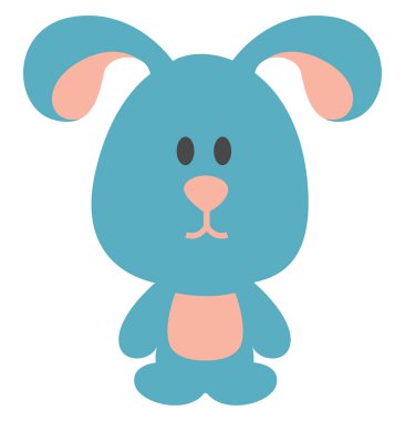 Mavi tavşan, illüstrasyon, vektör, beyaz arka plan.