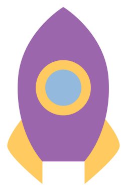 Mor roket, illüstrasyon, vektör, beyaz arka planda.