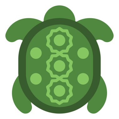 Beyaz arka planda yeşil kabuklu kaplumbağa, illüstrasyon, vektör..