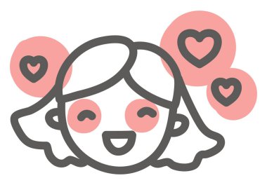 Aşık kız, illüstrasyon, vektör, beyaz arka planda.