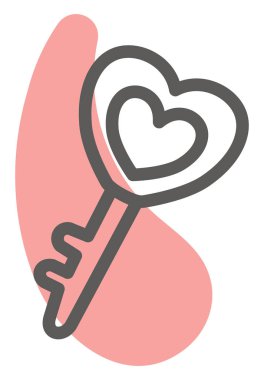 Kalp anahtarı, illüstrasyon, vektör, beyaz arka planda..