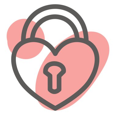 Kalp kilidi, illüstrasyon, vektör, beyaz arkaplan.