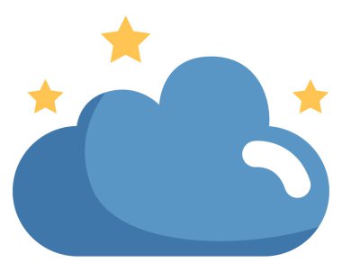 Beyaz arkaplanda gece bulutu, illüstrasyon, vektör.