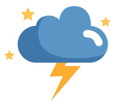 Beyaz zemin üzerinde gök gürültüsü, illüstrasyon, vektör olan bulut.