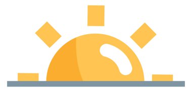 Beyaz zemin üzerinde güneş batımı, illüstrasyon, vektör.