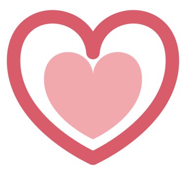 Büyük pembe kalp, illüstrasyon, vektör, beyaz arka plan.