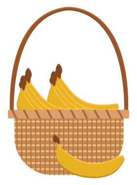 Sepette muz, illüstrasyon, beyaz arkaplanda vektör.