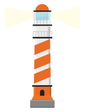 Kırmızı deniz feneri, illüstrasyon, beyaz arkaplanda vektör.