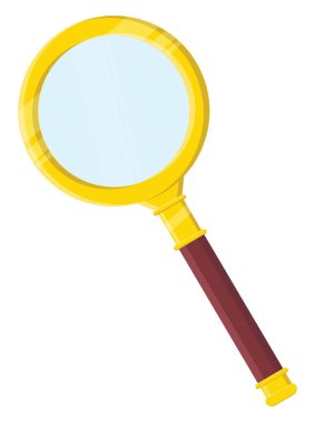 Beyaz zemin üzerinde altın magnyfier, illüstrasyon, vektör.