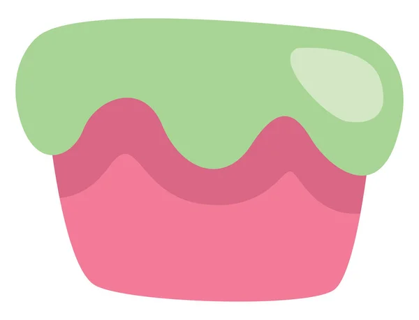 緑のカップケーキイラストベクトル白い背景 — ストックベクタ