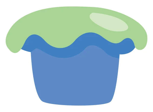 緑のフリスティングとブルーケーキ イラスト ベクトル 白い背景に — ストックベクタ