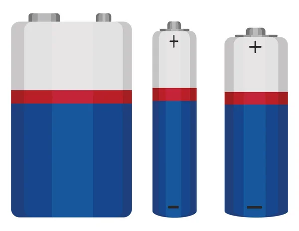 Drie Batterijen Illustratie Vector Witte Achtergrond — Stockvector