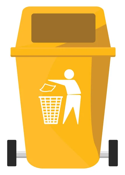 Orange Trash Bin Illustration Vector White Background — Stock Vector