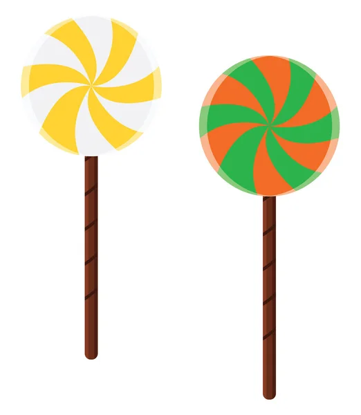 Two Lolipops Illustration Vector White Background — Stock Vector