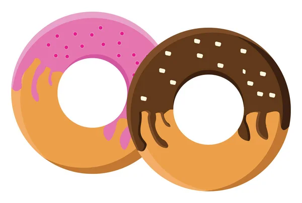 Two Donuts Illustration Vector White Background — Stock Vector