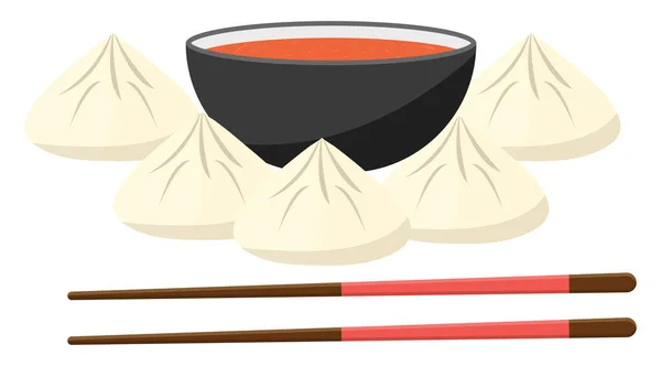 Delicioso Prato Momo Ilustração Vetor Sobre Fundo Branco — Vetor de Stock